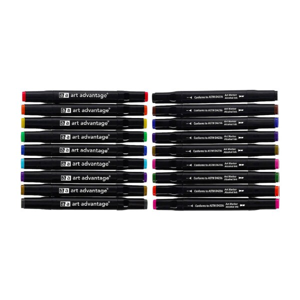 18 Color Graphic art Markers fine and chisel